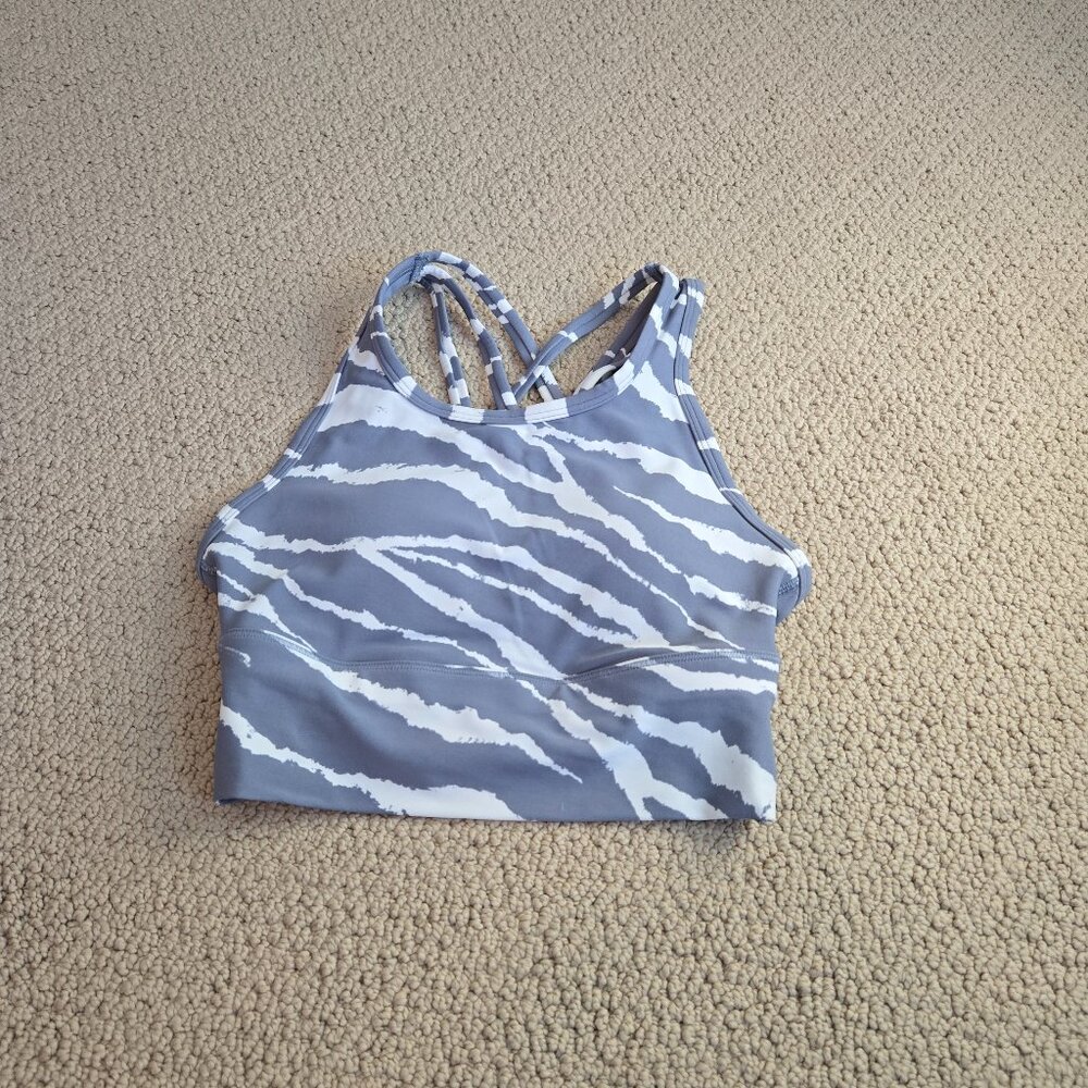CALIA Carrie Underwood Energize Long Line Athletic Bra Women XS Zebra Stripe